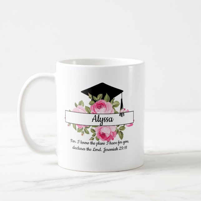 Christian Floral Graduation Coffee Mug (Left)