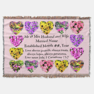 CHRISTIAN FLORAL PERSONALIZED WEDDING BLANKET