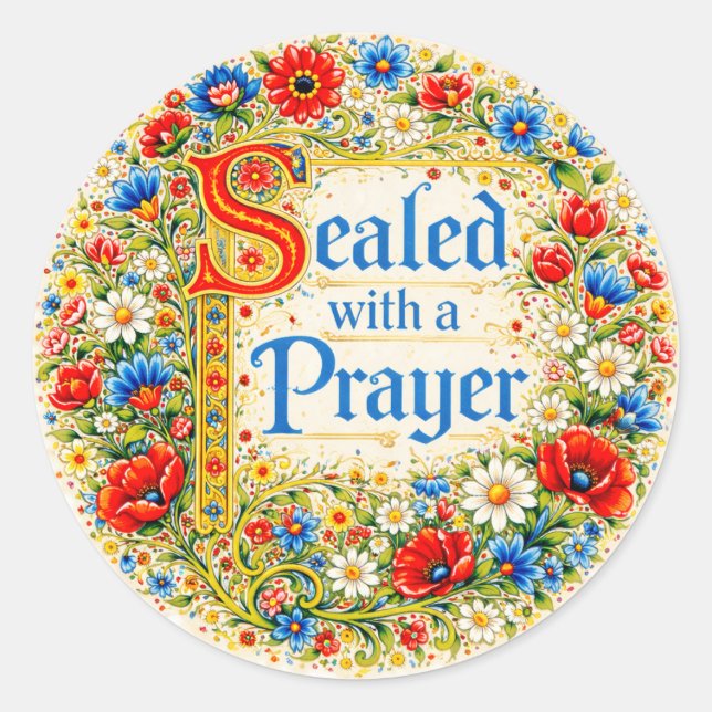 Christian Floral Prayer Religious Seal  (Front)