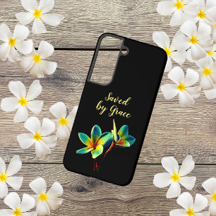 Christian Floral "Saved By Grace" Quote Samsung Galaxy Case