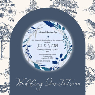 Christian Floral Wreath Two Become One Wedding Invitation