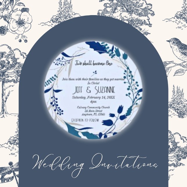 Christian Floral Wreath Two Become One Wedding Invitation (Creator Uploaded)