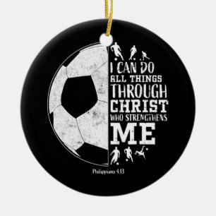 Christian Football All Things I Can Do Through Ceramic Tree Decoration