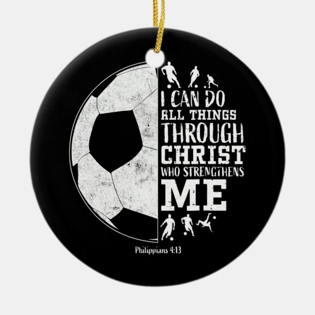 Christian Football All Things I Can Do Through Ceramic Tree Decoration (Front)
