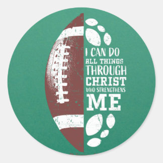 Christian Football Gifts Teen Boys Kids Men Religi Classic Round Sticker