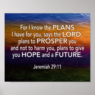 Christian FOR I KNOW THE PLANS Jeremiah 29:11 Poster