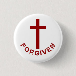 Christian Forgiven Red Cross and Text Design 3 Cm Round Badge