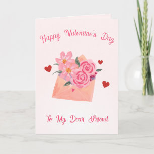 Christian Friend - Watercolor Flower Valentine's  Holiday Card
