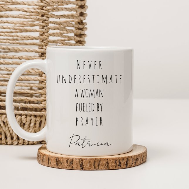 Christian Fuelled By Prayer Custom Name Black Coffee Mug (Creator Uploaded)