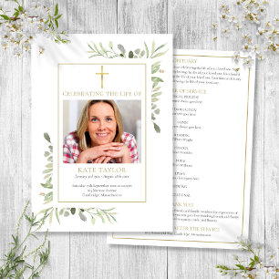 Christian Funeral Foliage Order Of Service Program Invitation