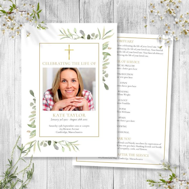 Christian Funeral Foliage Order Of Service Program Invitation (Christian Funeral Foliage Order Of Service Program)