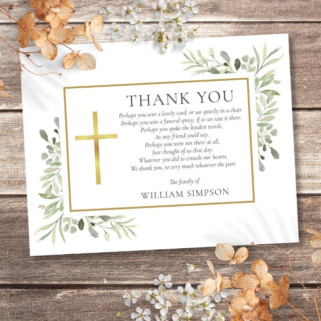 Christian Funeral Greenery Poem Thank You Card (Christian Funeral Greenery Poem Thank You Card)