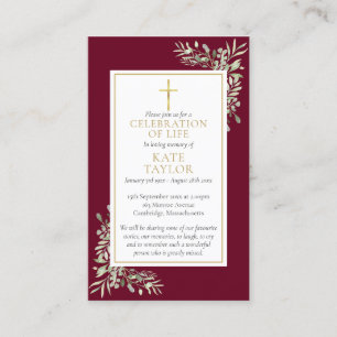 Christian Funeral Memorial Greenery Prayer Cards