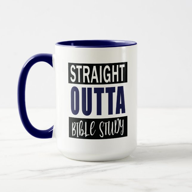 Christian Funny Bible Study Quote Navy Blue Mug (Left)