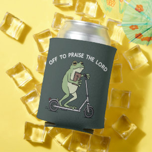 Christian Funny Frog Off To Praise The Lord Bible Can Cooler