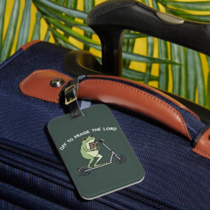 Christian Funny Frog Off To Praise The Lord Bible Luggage Tag