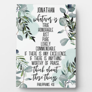 Christian Gift Bible Verse Philippians 4 8 Leaves Plaque