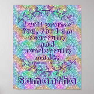 Christian Gift Bible Verse Psalm 139 14 Sparkling Poster
