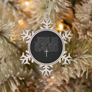 Christian Gift Jesus Faith Bible Verse Snowflake Pewter Christmas Ornament