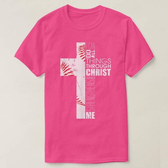 Christian Gifts Boys Baseball Religious Verse Cros T-Shirt (Design Front)