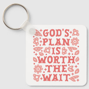 Christian girl god plan pink floral aesthetic key ring