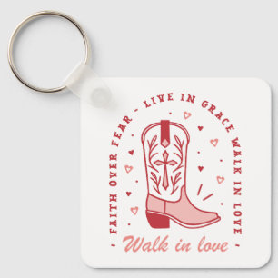 Christian girl quotes walk in love pink aesthetic key ring
