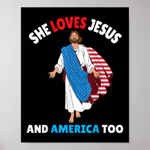 Christian Girl She Loves Jesus & America Too P Poster