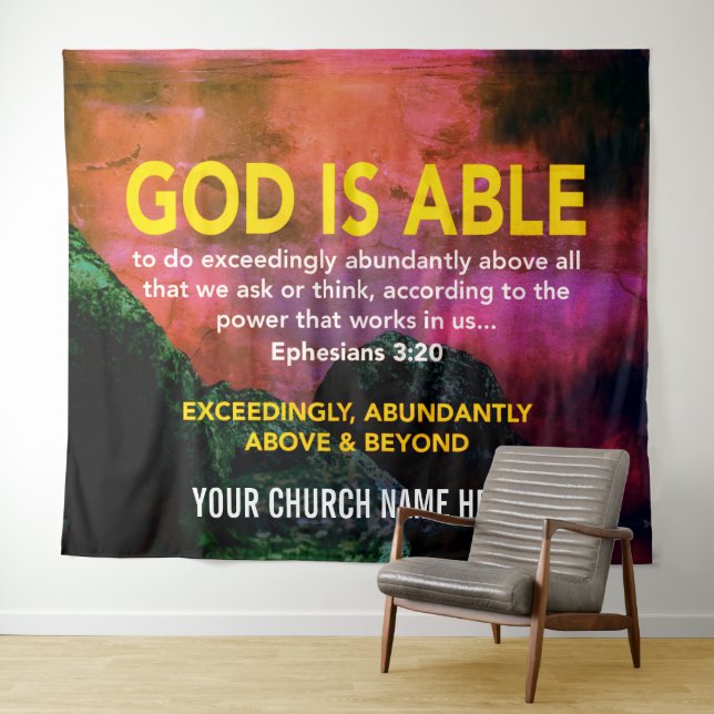 Christian GOD IS ABLE Ephesians 3:20 Church Tapestry (In Situ (Horizontal))