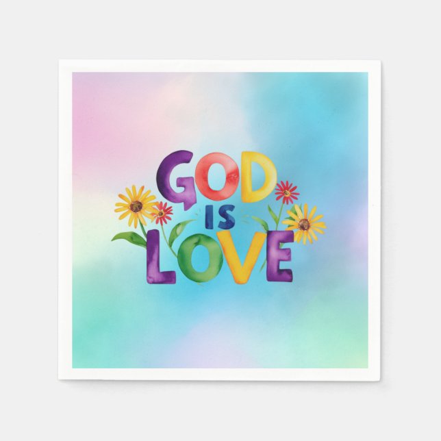 Christian God is Love Colourful Daisy Flowers Quot Napkin (Front)