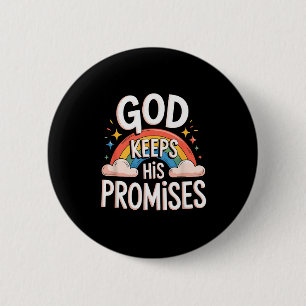 Christian God Keeps His Promises Rainbow Clouds  6 Cm Round Badge