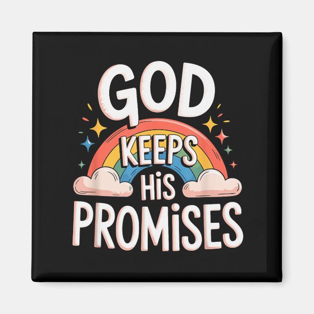 Christian God Keeps His Promises Rainbow Clouds  Magnet (Front)