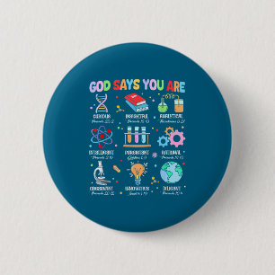 Christian God Says I Am Bible Verse Science Biolog 6 Cm Round Badge