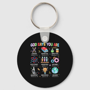 Christian God Says I Am Bible Verse Science Biolog Key Ring