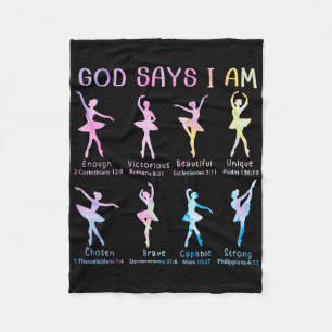 Christian God Says I Am Bible Verse Tie Dye Ballet Fleece Blanket