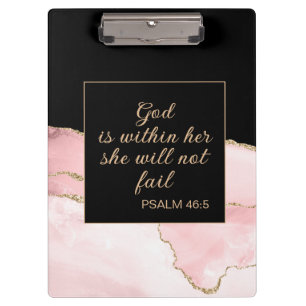 Christian God Within Her Pink Black Gold Marble  Clipboard