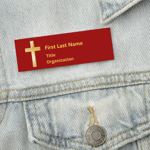 Christian Gold Cross Acrylic Name Tag
