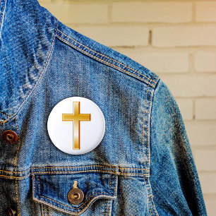 Christian Gold Cross Button