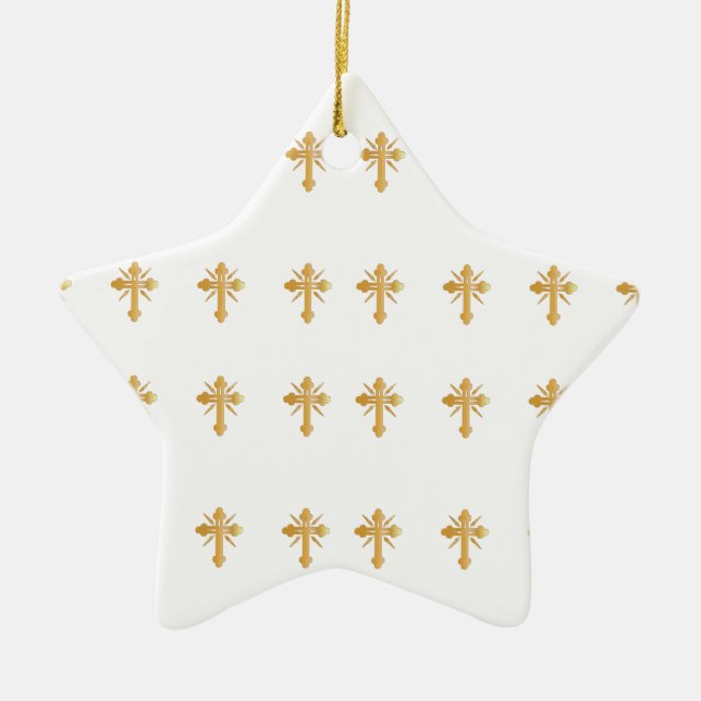 Christian Gold Cross Ceramic Tree Decoration (Front)