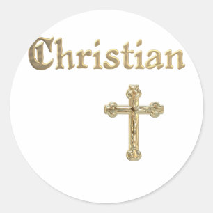 Christian Gold Cross Classic Round Sticker