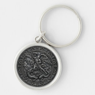 Christian Gothic St Michael Archangel Gunmetal Key Ring