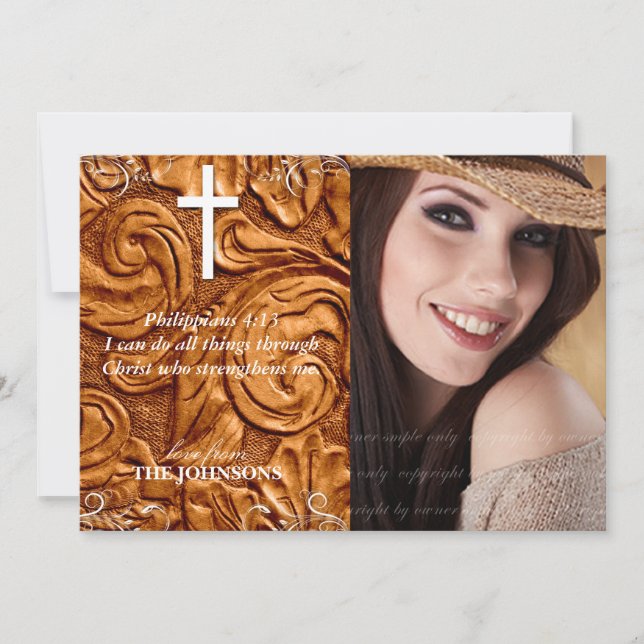 Christian Grad Graduation Photo I can do all thing Announcement (Front)