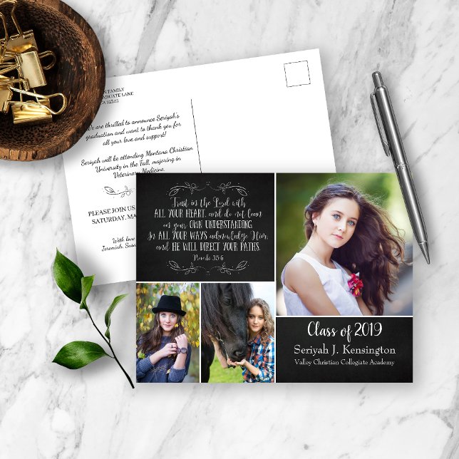 Christian Graduation Bible Verse | Chalkboard Postcard (Creator Uploaded)