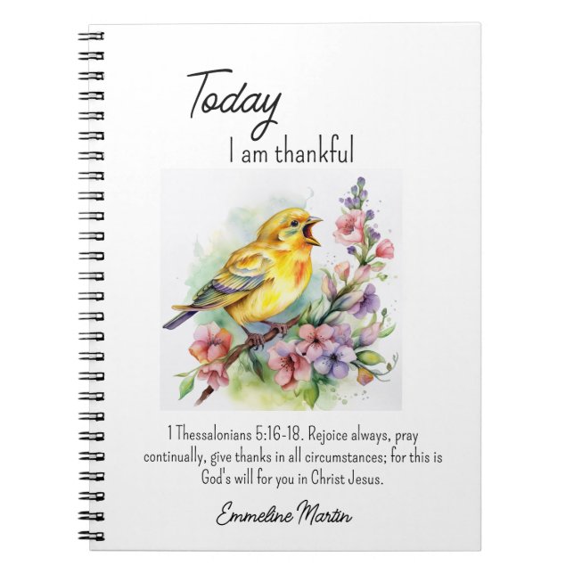 Christian Gratitude Journal Bible Verse Bird (Front)