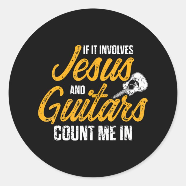 Christian Guitarist Jesus Church Worship Guitar Classic Round Sticker (Front)