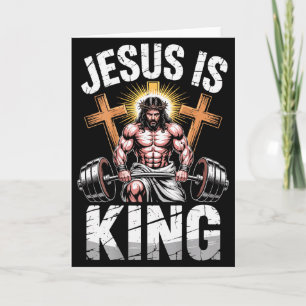 Christian Gym Jesus Is King Workout Religious Weig Card