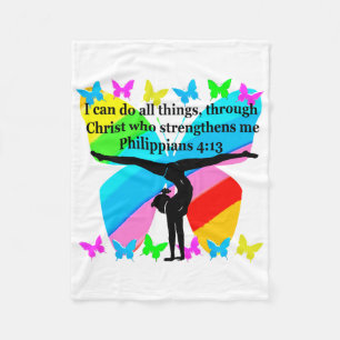 CHRISTIAN GYMNAST INSPIRATIONAL BIBLE DESIGN FLEECE BLANKET