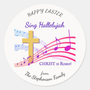 Christian HALLELUJAH CHRIST IS RISEN Easter Classic Round Sticker