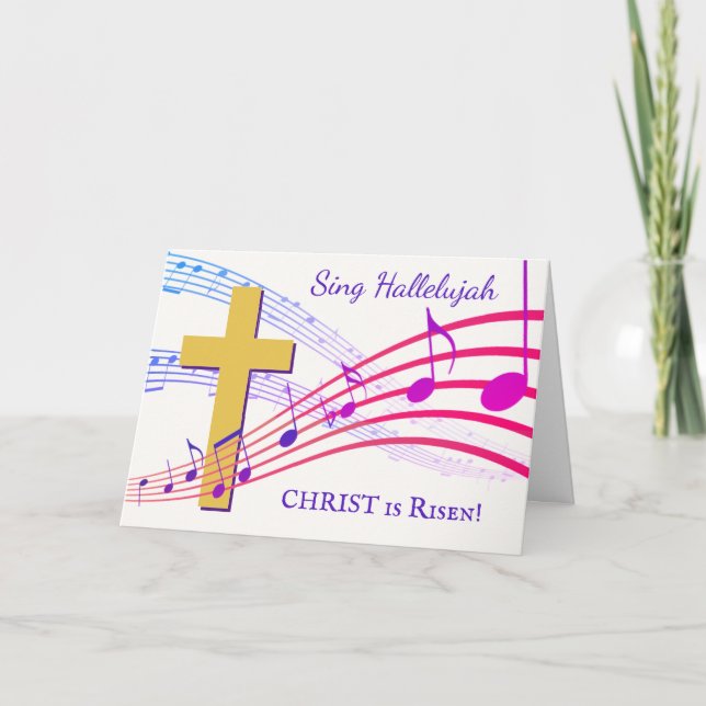 Christian HALLELUJAH CHRIST IS RISEN Easter Holiday Card (Front)