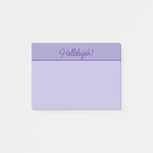 Christian Hallelujah Sticky Notepad in Purple (Front)