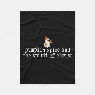 Christian Halloween Cute Ghost Pumpkin Sce Faith  Fleece Blanket